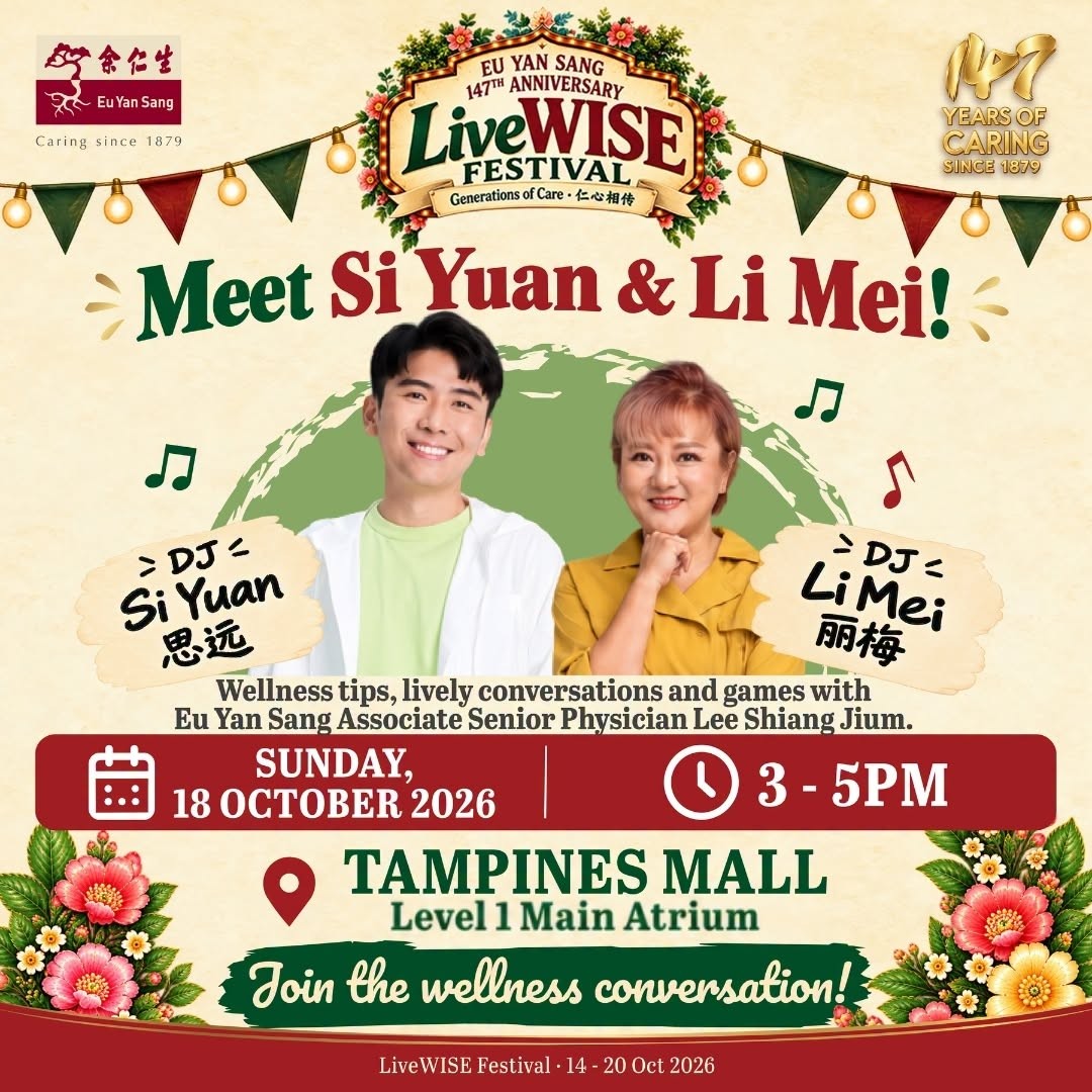 Eu-Yan-Sang-Singapore-147th-Anniversary-LiveWISE-Festival-Promotion-4 17-20 October 2026: Eu Yan Sang Singapore: 147th Anniversary LiveWISE Festival Promotion with Up to 60% Off, Exclusive Shopping Deals and Family Entertainment at Tampines Mall