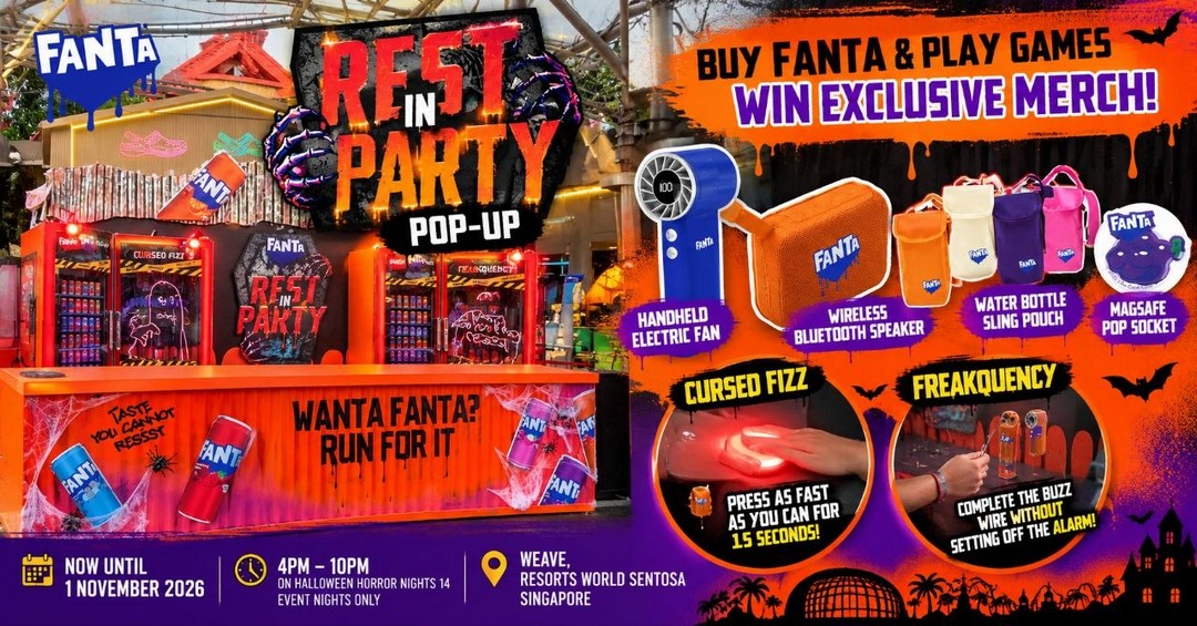 FANTA-Win-Exclusive-FANTA-Merchandise-at-Rest-In-Party-Pop-Up Now till 1 November 2026: FANTA: Win Exclusive FANTA Merchandise at Rest In Party Pop-Up in Singapore – Festival of Thrills 2026 Halloween Promotion at Resorts World Sentosa, WEAVE, 4pm–10pm on Halloween Horror Nights 14 Event Nights