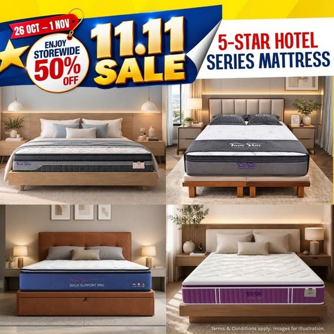 FOUR-STAR-Mattress-11.11-Sale-at-Hougang-Mall-Singapore-1 26 October–1 November 2026: FOUR STAR Mattress 11.11 Sale at Hougang Mall Singapore – Enjoy Storewide 50% Off Premium Mattresses, Storage Beds and Sofas