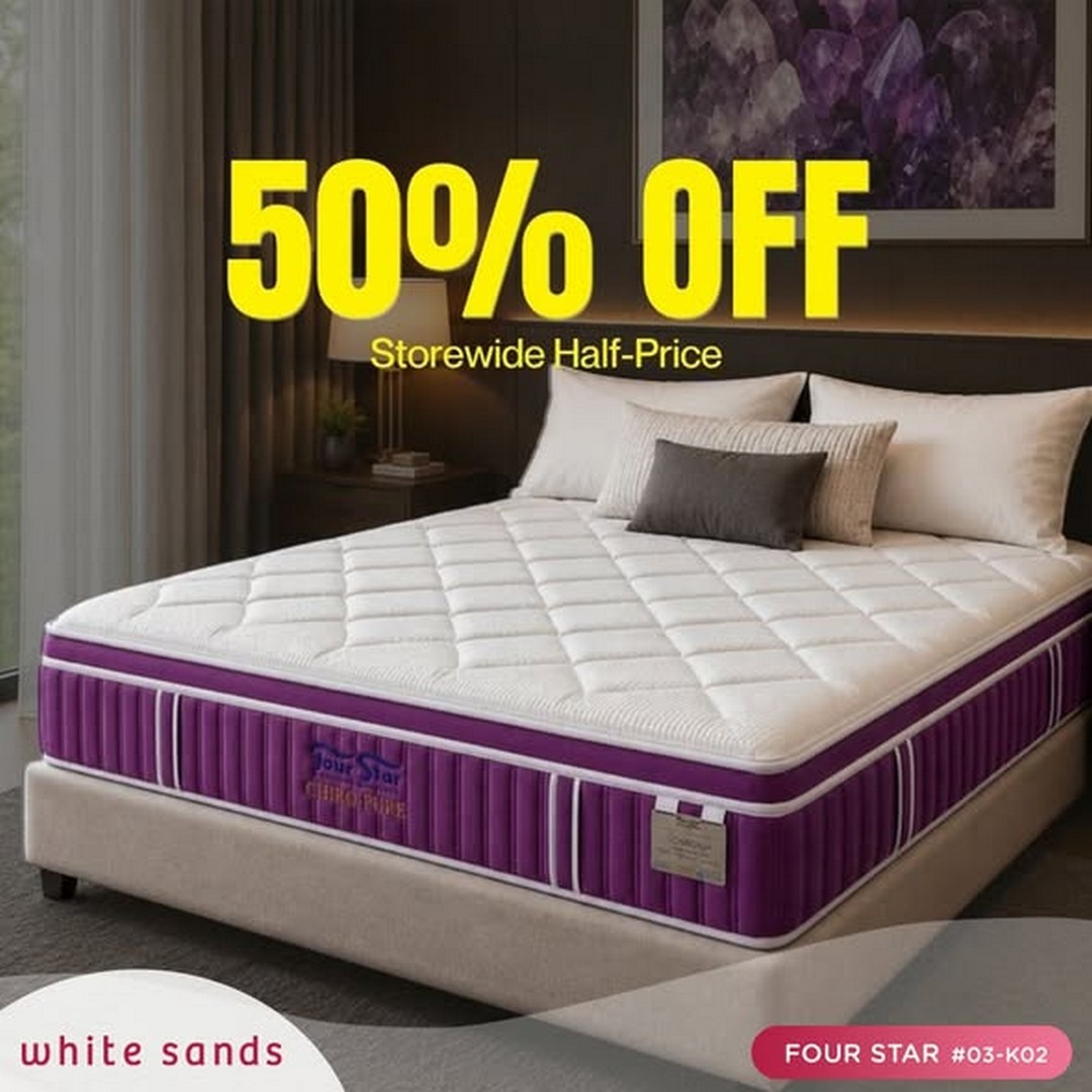 Four-Star-Mattress-Singapore-Mega-Sale-with-50-Off-Mattresses-1 21-25 October 2026: Four Star Mattress Singapore: Mega Sale with 50% Off Mattresses, Bed Frames and More at White Sands Shopping Mall