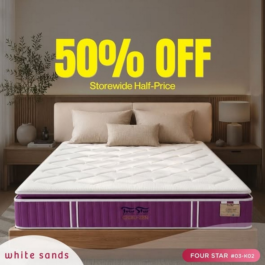 Four-Star-Mattress-Singapore-Mega-Sale-with-50-Off-Mattresses 21-25 October 2026: Four Star Mattress Singapore: Mega Sale with 50% Off Mattresses, Bed Frames and More at White Sands Shopping Mall