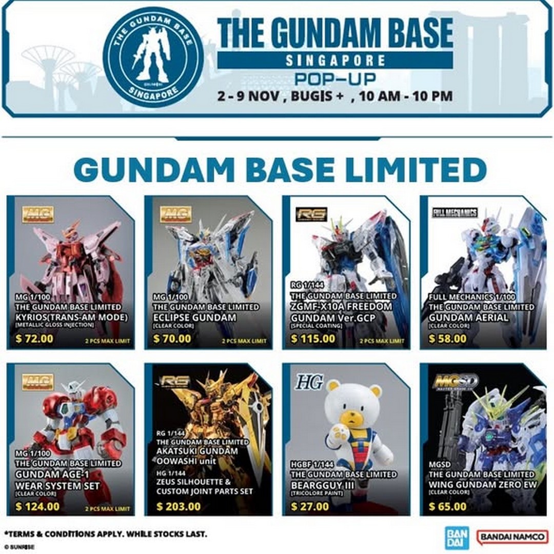 GUNDAM-BASE-Singapore-Pop-Up-Event-at-Bugis-1 2–9 November 2026: GUNDAM BASE Singapore Pop-Up Event at Bugis+ – Exclusive Gunpla Model Kits and Free Building Workshops