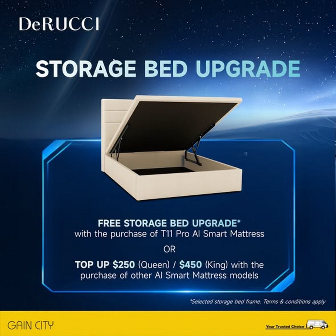 Gain-City-DeRUCCI-AI-Smart-Mattress-Promotion-1 19 October 2026 onwards: Gain City DeRUCCI AI Smart Mattress Promotion – Up to 30% OFF, Extra 10% OFF, FREE Bed Frame, Bedding Accessories and More at Sungei Kadut