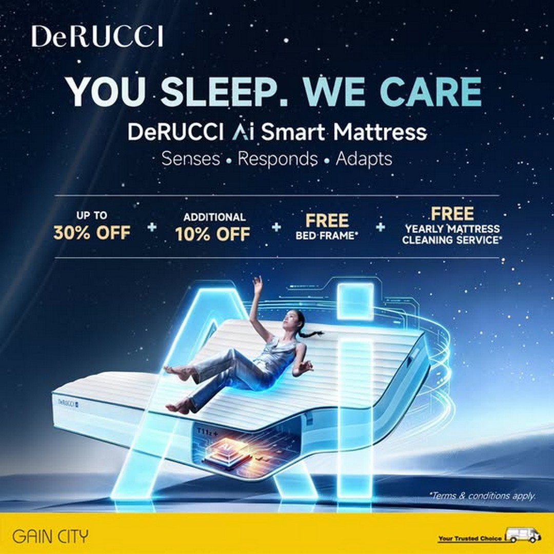 Gain-City-DeRUCCI-AI-Smart-Mattress-Promotion 19 October 2026 onwards: Gain City DeRUCCI AI Smart Mattress Promotion – Up to 30% OFF, Extra 10% OFF, FREE Bed Frame, Bedding Accessories and More at Sungei Kadut