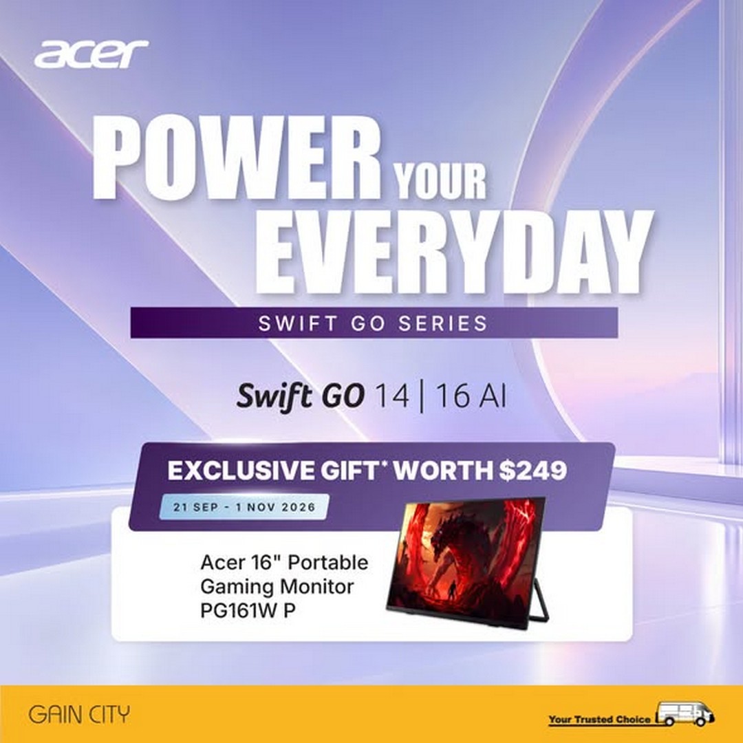 Gain-City-Free-Acer-16-Inch-Portable-Gaming-Monitor-1 12 October 2026 onwards: Gain City: Free Acer 16-Inch Portable Gaming Monitor Worth $249 with Acer Swift Go AI Series Purchase – Singapore Promotion