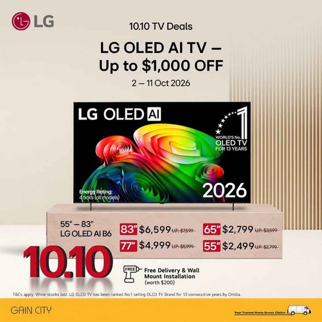 Gain-City-LG-10.10-TV-Sale-Promotion-3 2-11 October 2026: Gain City: LG 10.10 TV Sale Promotion – Enjoy Up to $1,000 Off and Free Gifts Worth Up to $800 in Singapore