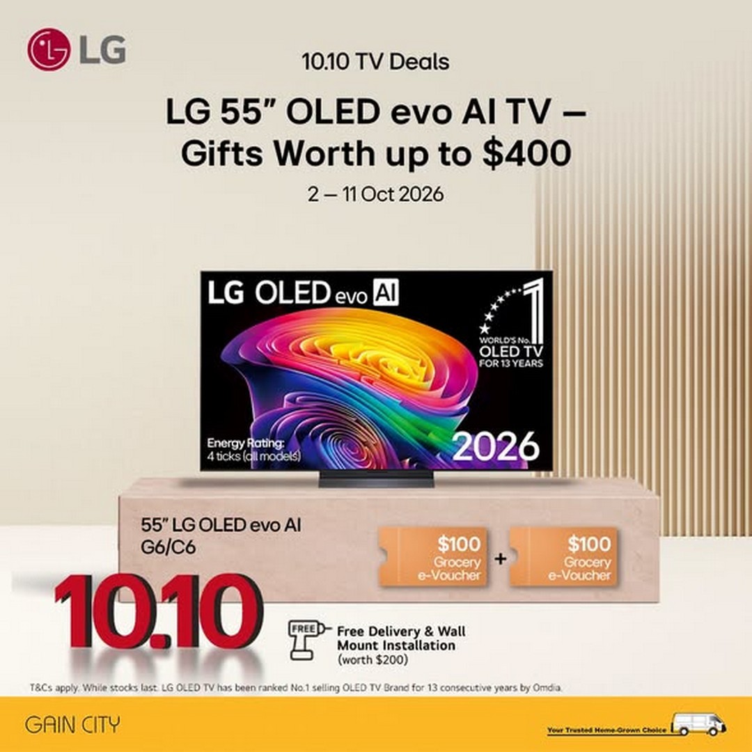 Gain-City-LG-10.10-TV-Sale-Promotion 2-11 October 2026: Gain City: LG 10.10 TV Sale Promotion – Enjoy Up to $1,000 Off and Free Gifts Worth Up to $800 in Singapore