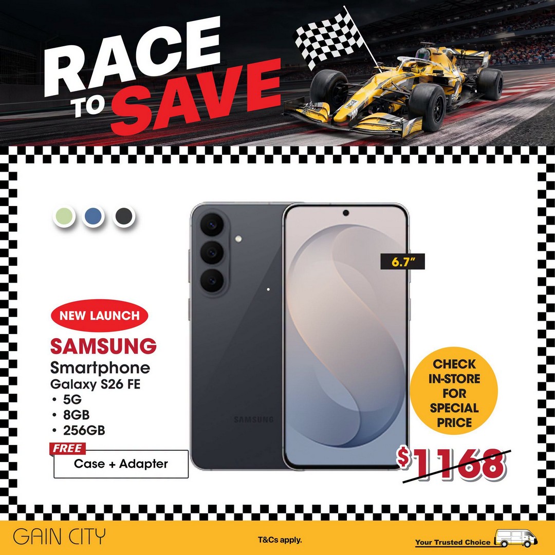Gain-City-Race-To-Save-Promotion-on-Tech-Gadgets-with-20-Off-6 2-4 October 2026: Gain City: Race To Save Promotion on Tech Gadgets with $20 Off Every $200 Spent, $100 Off Every $900 Spent and No Cap on Discounts