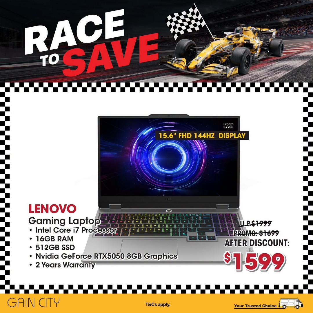 Gain-City-Race-To-Save-Promotion-on-Tech-Gadgets-with-20-Off-8 2-4 October 2026: Gain City: Race To Save Promotion on Tech Gadgets with $20 Off Every $200 Spent, $100 Off Every $900 Spent and No Cap on Discounts