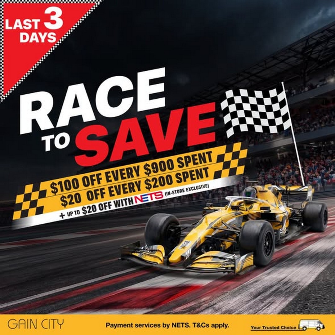 Gain-City-Race-To-Save-Promotion-on-Tech-Gadgets-with-20-Off 2-4 October 2026: Gain City: Race To Save Promotion on Tech Gadgets with $20 Off Every $200 Spent, $100 Off Every $900 Spent and No Cap on Discounts