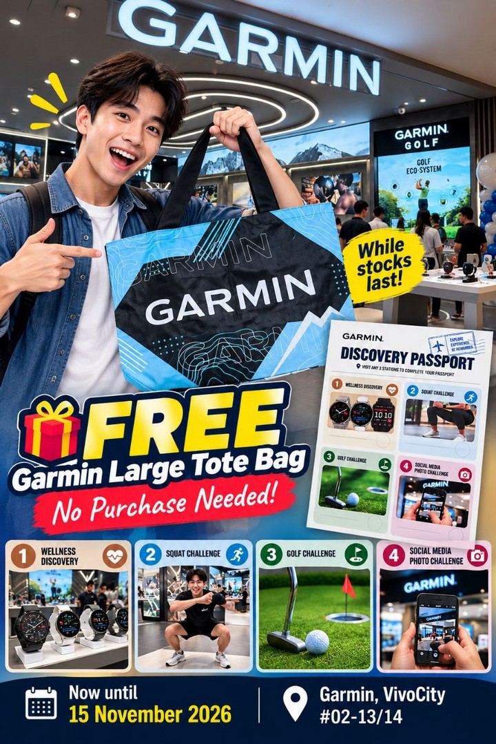 Garmin-Singapore-Free-Large-Tote-Bag-Giveaway-at-VivoCity-1 Now till 15 November 2026: Garmin Singapore Free Large Tote Bag Giveaway at VivoCity – No Purchase Required, Complete 3 Discovery Passport Activities