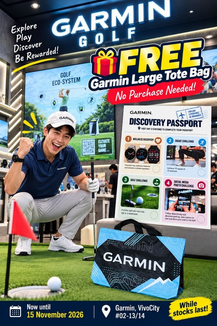 Garmin-Singapore-Free-Large-Tote-Bag-Giveaway-at-VivoCity-4 Now till 15 November 2026: Garmin Singapore Free Large Tote Bag Giveaway at VivoCity – No Purchase Required, Complete 3 Discovery Passport Activities