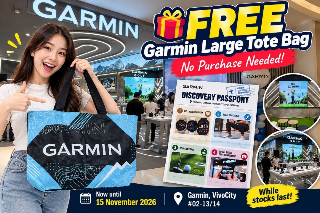 Garmin-Singapore-Free-Large-Tote-Bag-Giveaway-at-VivoCity Now till 15 November 2026: Garmin Singapore Free Large Tote Bag Giveaway at VivoCity – No Purchase Required, Complete 3 Discovery Passport Activities