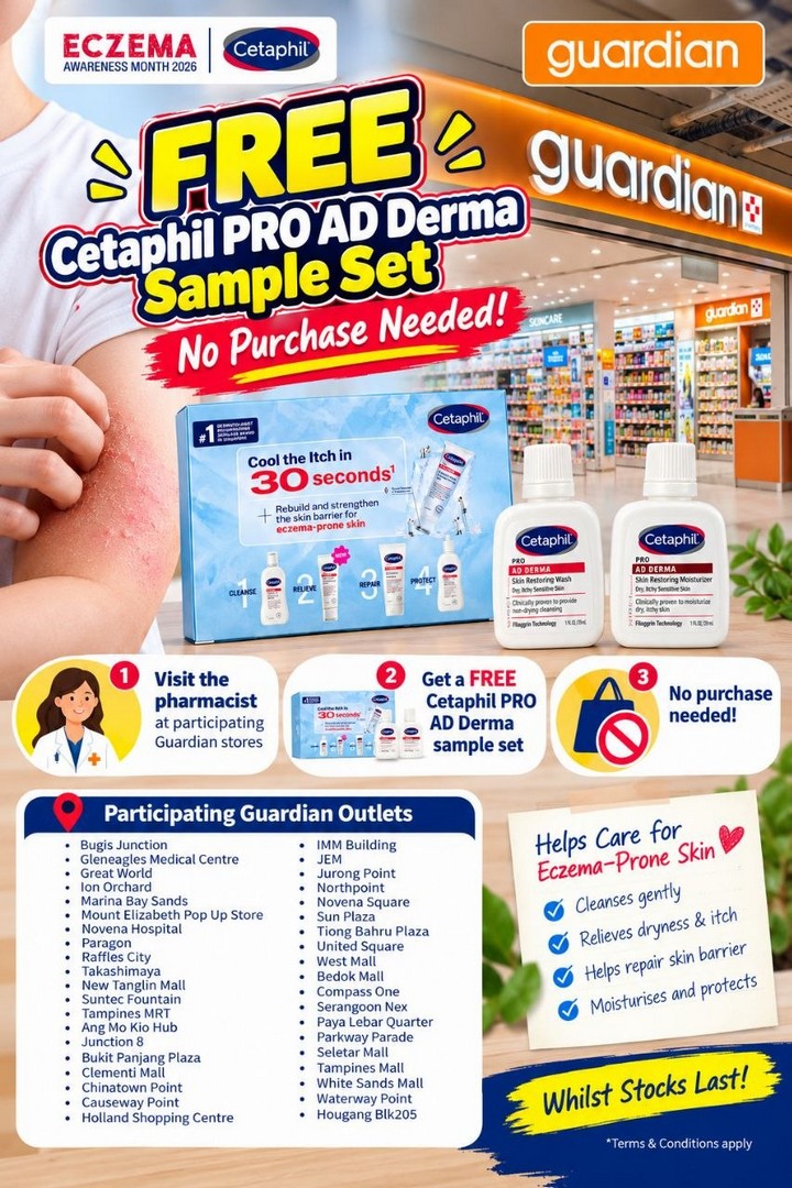 Guardian-Singapore-FREE-Cetaphil-PRO-AD-Derma-Sample-Set-1 20 October 2026 onwards: Guardian Singapore: FREE Cetaphil PRO AD Derma Sample Set Giveaway for Dry, Sensitive and Eczema-Prone Skin at Selected Outlets, No Purchase Needed