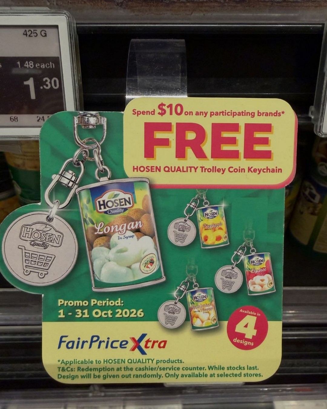 Hosen-Free-Supermarket-Trolley-Coin-Keychain-1 Now till 31 October 2026: Hosen: Free Supermarket Trolley Coin Keychain with $10 Spend Promotion at Selected Singapore Stores