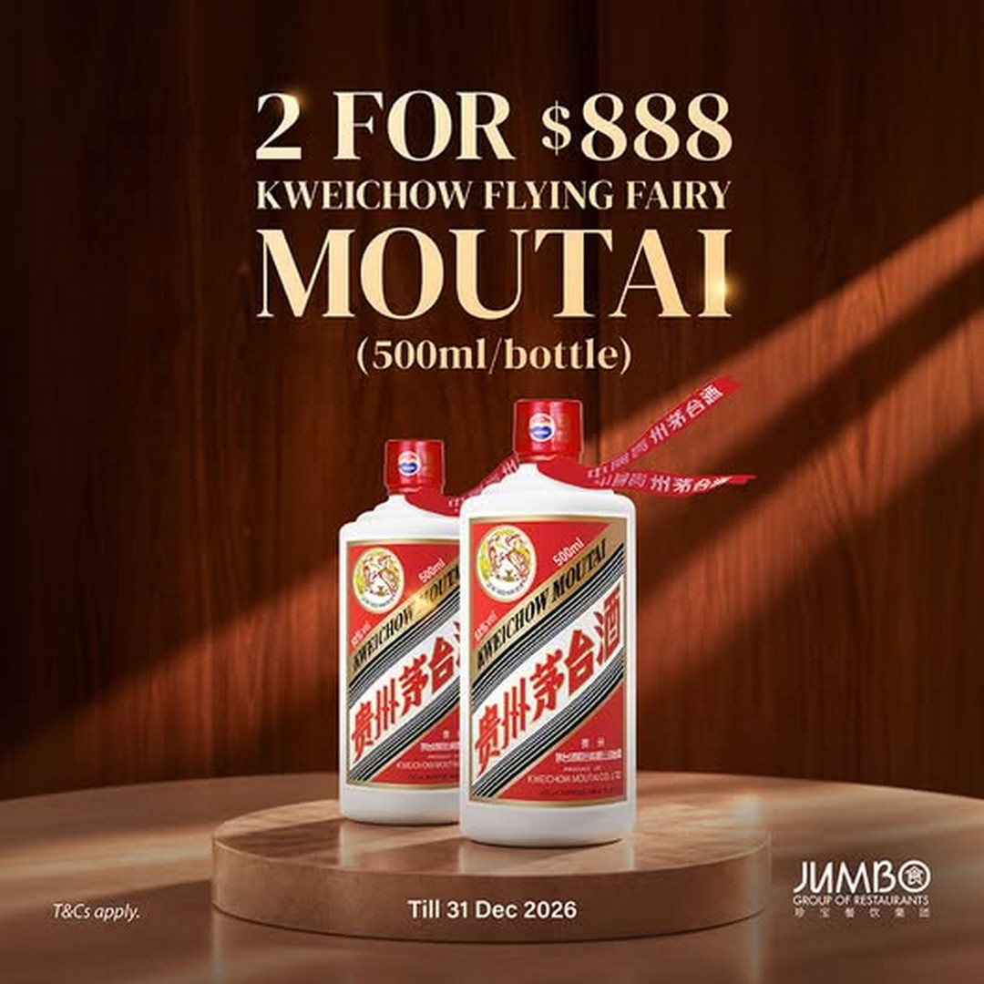 JUMBO-Group-Singapore-Kweichow-Flying-Fairy-Moutai-Promotion Now till 31 December 2026: JUMBO Group Singapore, Kweichow Flying Fairy Moutai Promotion – Enjoy 2 Bottles for $888 at Selected Restaurants