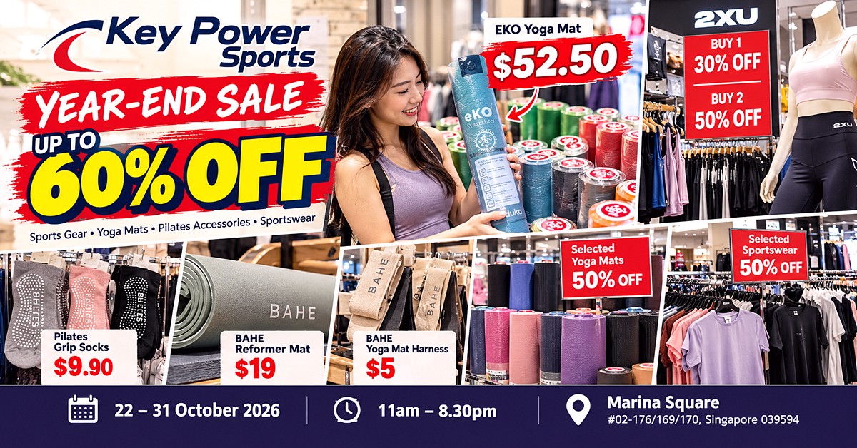 Key-Power-Sports-Year-End-Sale 22–31 Oct 2026: Key Power Sports Year-End Sale – Up to 60% OFF Yoga Mats, Pilates Accessories and Sportswear