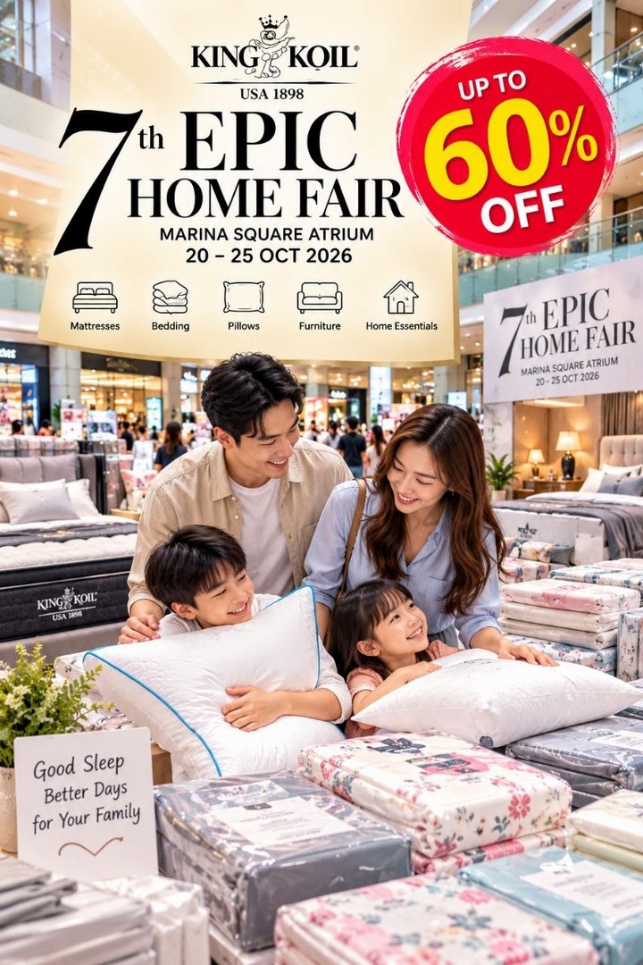King-Koil-7th-EPIC-HOME-FAIR-Singapore-2026-1 20–25 October 2026: King Koil: 7th EPIC HOME FAIR Singapore 2026 – Bedding from $25, Pillows from $32, Mattress Deals and More at Marina Square Atrium