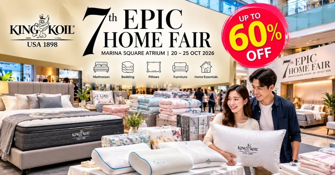 King-Koil-7th-EPIC-HOME-FAIR-Singapore-2026 20–25 October 2026: King Koil: 7th EPIC HOME FAIR Singapore 2026 – Bedding from $25, Pillows from $32, Mattress Deals and More at Marina Square Atrium