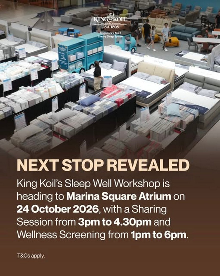 King-Koil-Singapore-EPIC-HOME-FAIR-Promotion 20–25 October 2026: King Koil Singapore EPIC HOME FAIR Promotion – Up to 60% Off Selected Items at Marina Square, Plus Sleep Well Workshop on 24 October