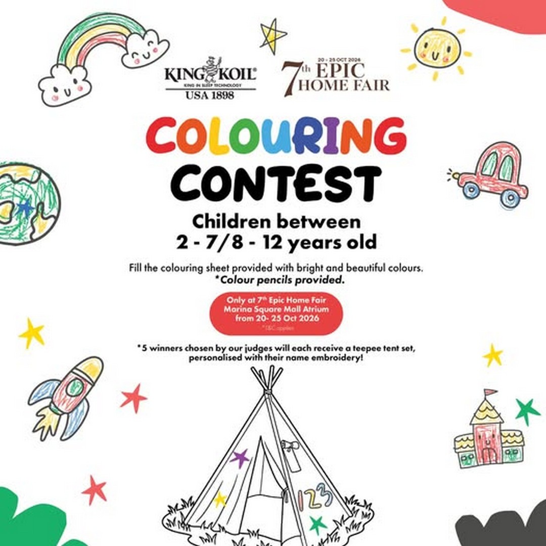 King-Koil-Singapore-Teepee-Tent-Colouring-Contest-Giveaway 20–25 October 2026: King Koil Singapore Teepee Tent Colouring Contest Giveaway at the 7th Epic Home Fair, Marina Square Mall Atrium