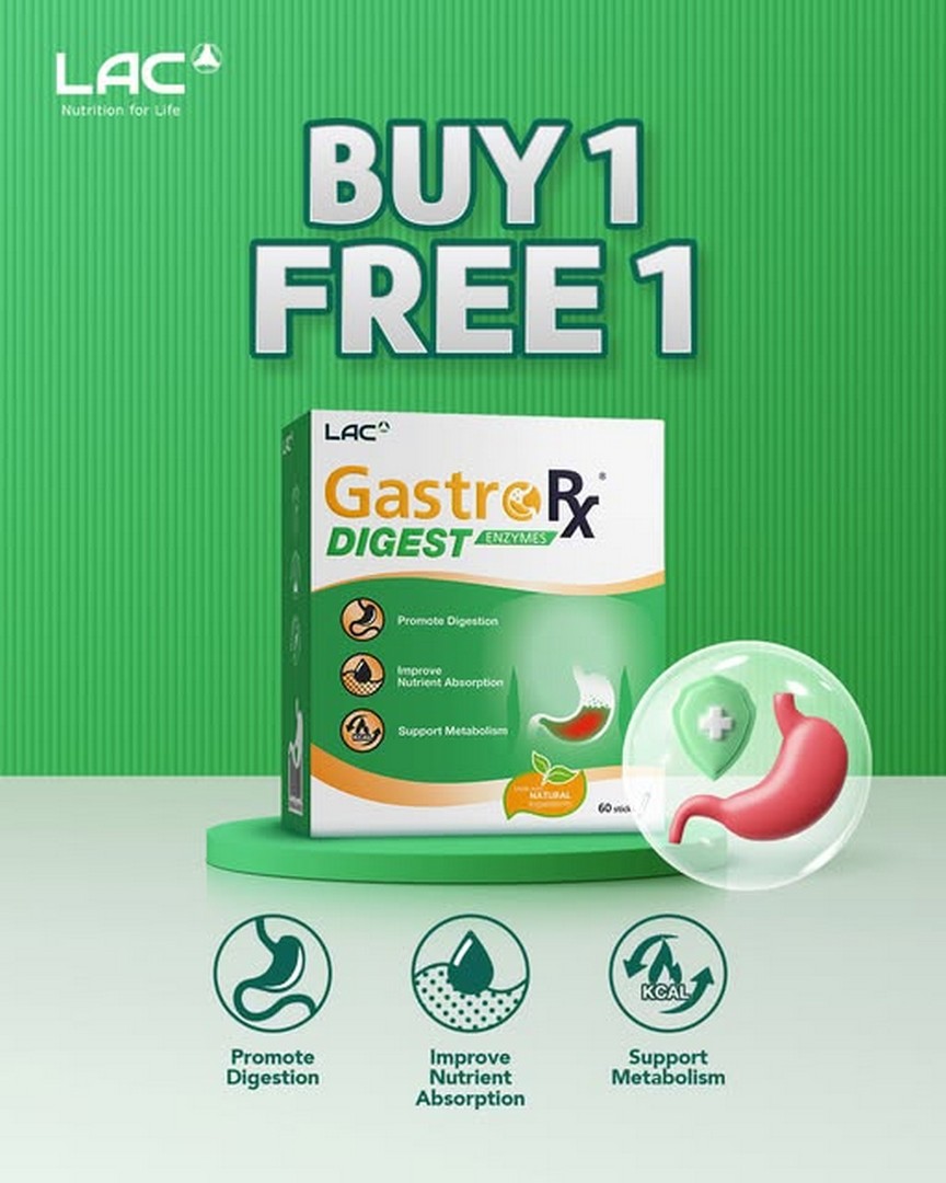 LAC-Singapore-Buy-1-Free-1-GastroRx®-Digest-Enzymes-October-Promotion 14 October 2026 onwards: LAC Singapore: Buy 1 Free 1 GastroRx® Digest Enzymes October Promotion with No Minimum Spend