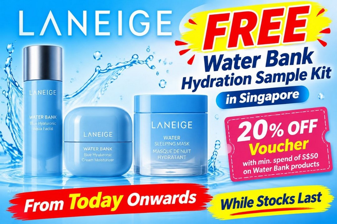 LANEIGE-Singapore-–-Free-Water-Bank-Hydration-Sample-Kit-Giveaway 18 October 2026 onwards: LANEIGE Singapore – Free Water Bank Hydration Sample Kit Giveaway with 20% Off Voucher, Online Registration and Collection While Stocks Last