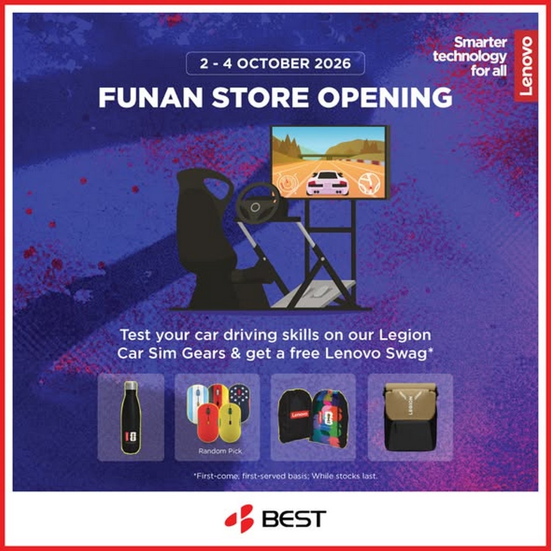 Lenovo-Singapore-Lenovo-Experience-Promotion 2-4 October 2026: Lenovo Singapore: Lenovo Experience Promotion at Best Denki Funan with Legion Car Sim, Yoga Activities and Free Swags