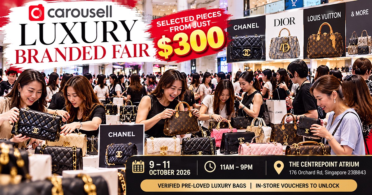 Luxury-Handbag-Fair-at-Centrepoint 9–11 Oct 2026: Carousell Luxury Branded Fair Sale – Pre-Loved Designer Bags from $300 at The Centrepoint