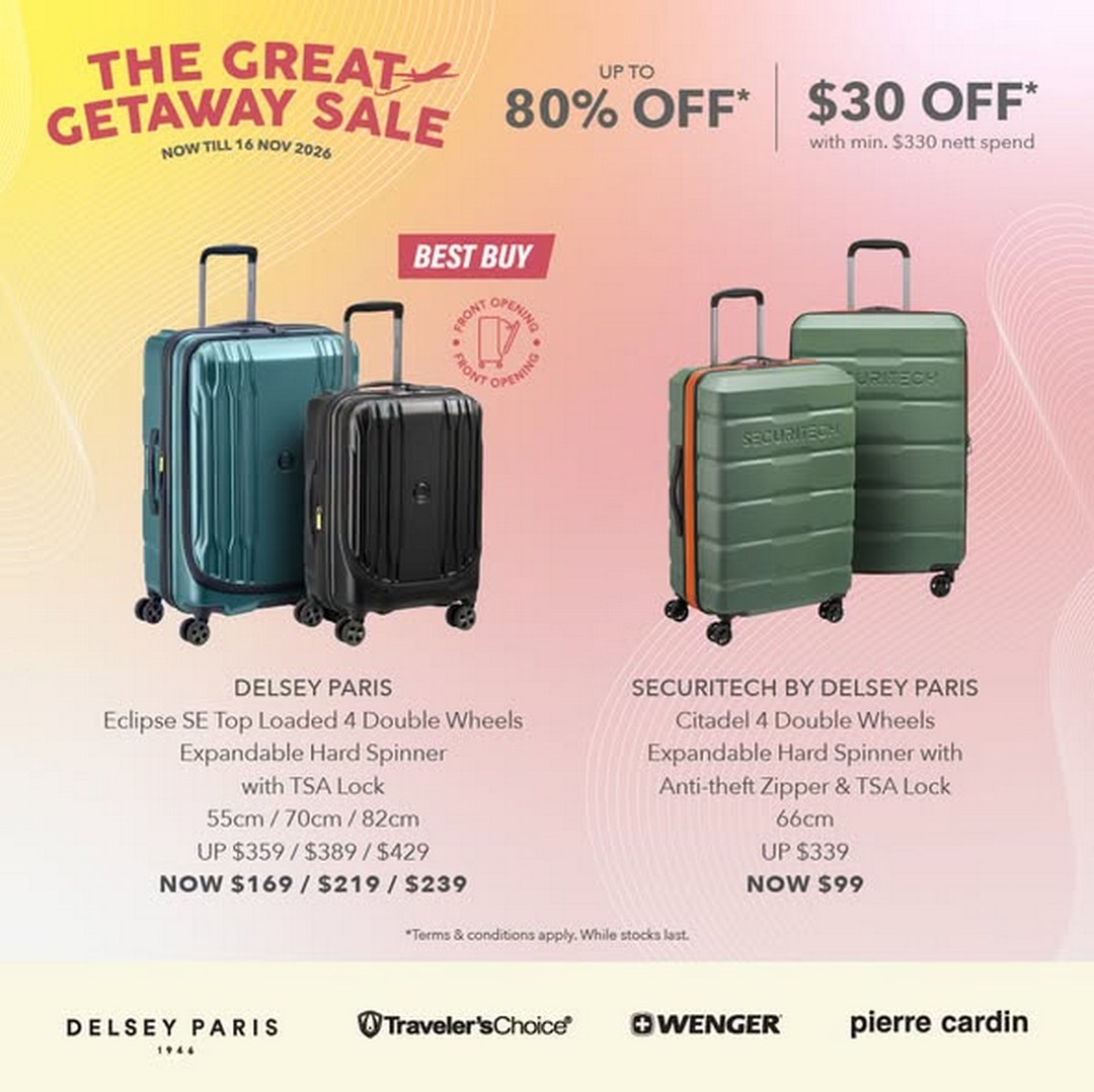 METRO-Singapore-Great-Getaway-Sale-–-Up-to-80-Off-2 29 October–16 November 2026: METRO Singapore Great Getaway Sale – Up to 80% Off Luggage, Suitcases from $59 and Exclusive Delsey Paris Bag Deal