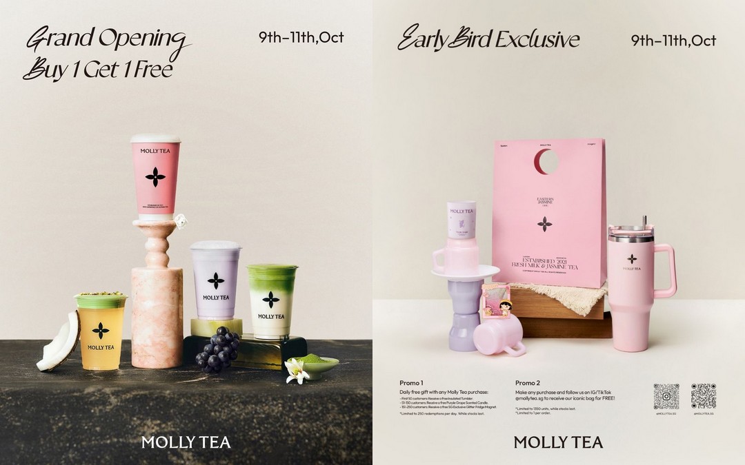 MOLLY-TEA-Singapore-Hillion-Mall-Opening-Promotion 9-11 October 2026: MOLLY TEA Singapore Hillion Mall Opening Promotion – Buy 1 Get 1 Free Signature Drinks, Exclusive Gifts and Free Flowers at Hillion Mall