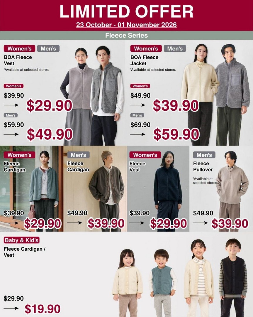 MUJI-Singapore-Limited-Time-Sale-–-Apparel-from-14.90-3 23 October–1 November 2026: MUJI Singapore Limited-Time Sale – Apparel from $14.90, Fleece Wear, 30% Off Towels & Suitcase Deals