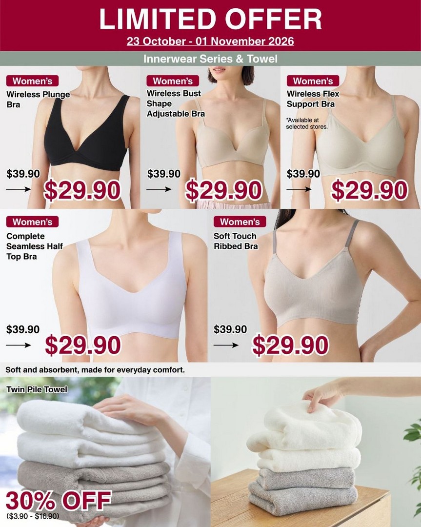 MUJI-Singapore-Limited-Time-Sale-–-Apparel-from-14.90-5 23 October–1 November 2026: MUJI Singapore Limited-Time Sale – Apparel from $14.90, Fleece Wear, 30% Off Towels & Suitcase Deals