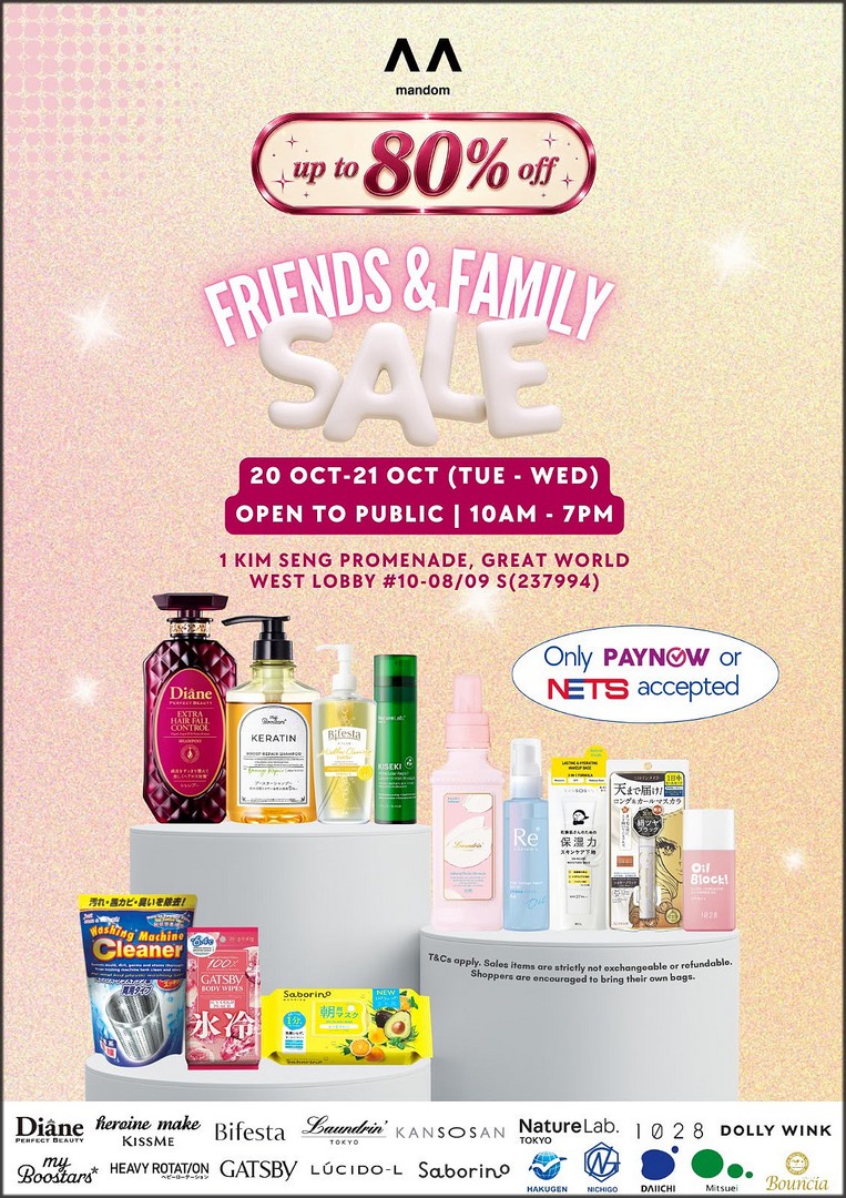 Mandom-Warehouse-Sale-Enjoy-Up-to-80-Off-Beauty 20–21 October 2026: Mandom Warehouse Sale: Enjoy Up to 80% Off Beauty, Skincare, Haircare and Household Products at Great World, Singapore