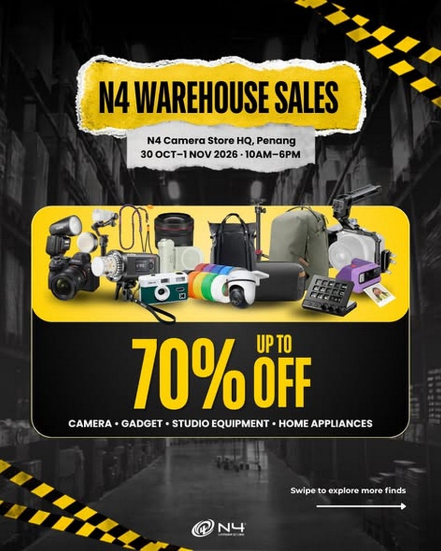 N4-Camera-Store-Warehouse-Sale-with-Up-to-70-Off-1 30 October-1 November 2026: N4 Camera Store: Warehouse Sale with Up to 70% Off Cameras, Gadgets, Studio Equipment and Home Appliances at Simpang Ampat, Penang