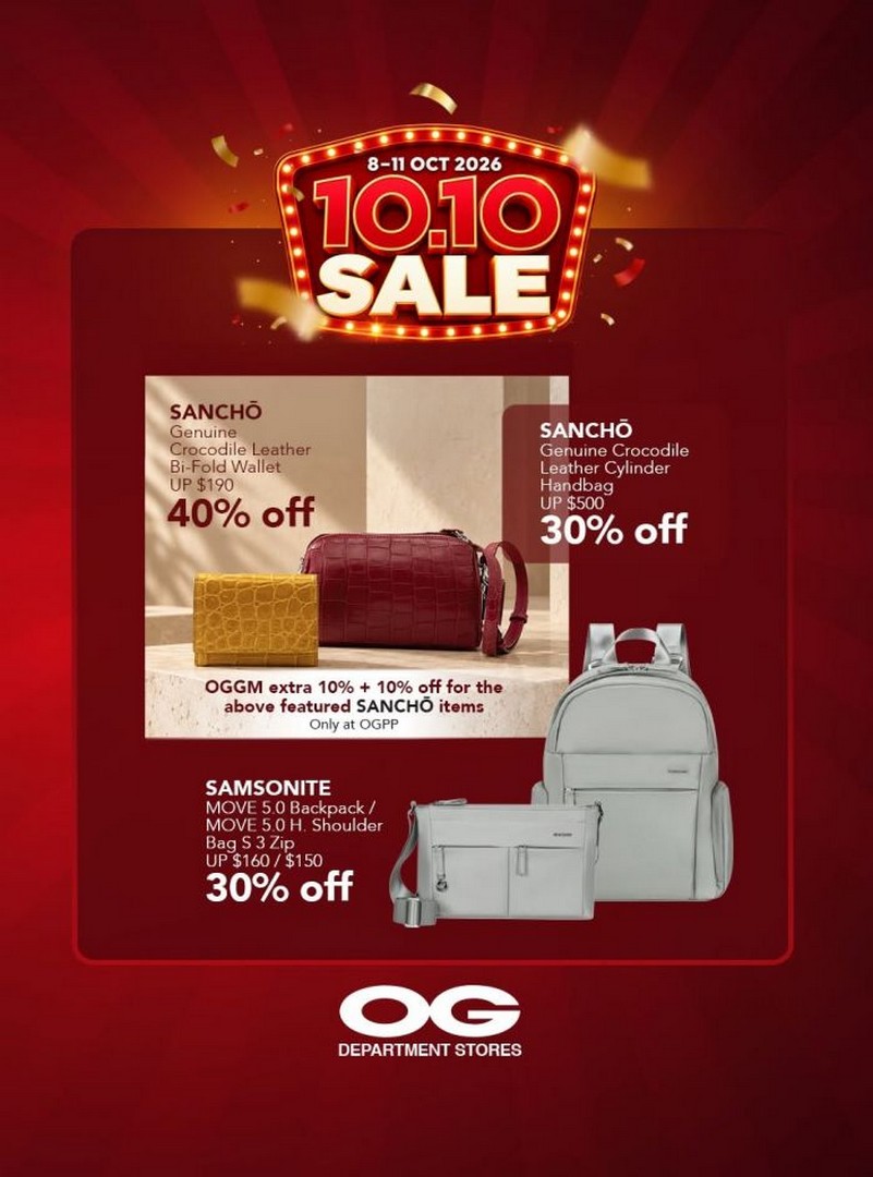 OG-Department-Stores-10.10-Sale-–-20-Off-Storewide-Plus-Extra-5-5 8-11 October 2026: OG Department Stores: 10.10 Sale – 20% Off Storewide Plus Extra 5% for OG Gold Members on Fashion, Luggage, Cookware & Home Essentials