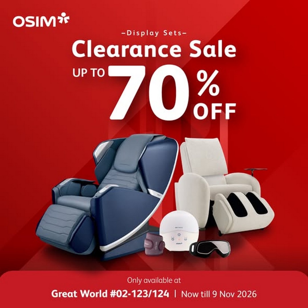OSIM-Great-World-Display-Set-Clearance-Sale Now Till 9 November 2026: OSIM Great World Display Set Clearance Sale – Enjoy Up to 70% OFF Massage Chairs, Massage Sofas, Eye Massagers and Wellness Essentials at Great World