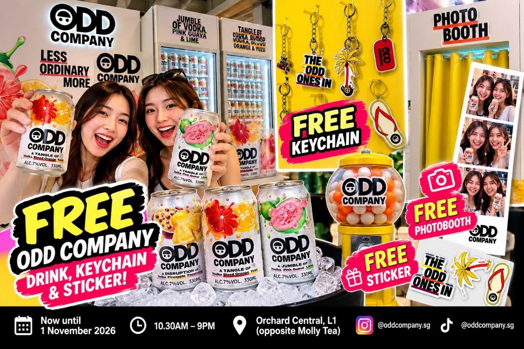 Odd-Company-Singapore-FREE-Cocktail-Keychain-Stickers-Photobooth Now Till 1 November 2026: Odd Company Singapore FREE Cocktail, Keychain, Stickers & Photobooth Promotion at Orchard Central, 10.30am–9pm