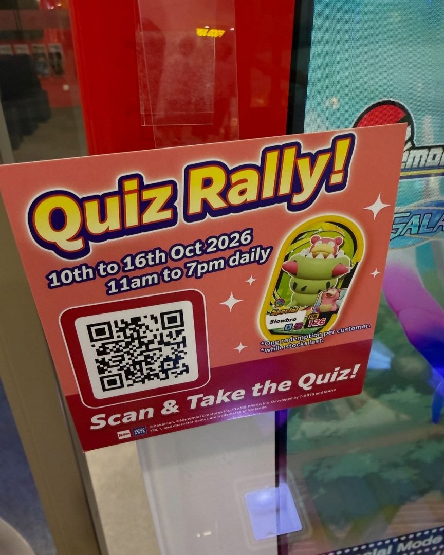 Pokemon-MEZASTAR-2 Now till16 October 2026: Pokémon MEZASTAR: Free Pokémon Slowbro Special Meza Tag Giveaway – Join the Quiz Rally, Redeem Your Collectible from 11am to 7pm Daily at Participating Outlets in Singapore