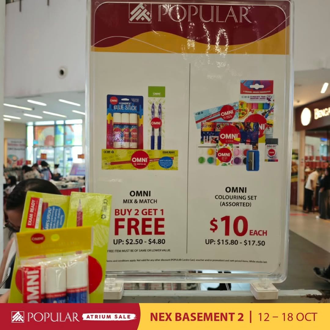 Popular-Bookstore-Singapore-Atrium-Sale-Promotion-at-NEX-5 Now Till 18 October 2026: Popular Bookstore Singapore: Atrium Sale Promotion at NEX with Up to 70% Off Books, Stationery and More