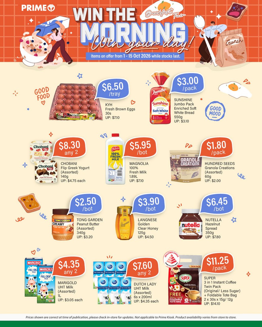 Prime-Supermarket-Breakfast-Promotion-from-1.80 1-15 October 2026: Prime Supermarket: Breakfast Promotion from $1.80 – Affordable Breakfast Favourites for a Great Start to the Day
