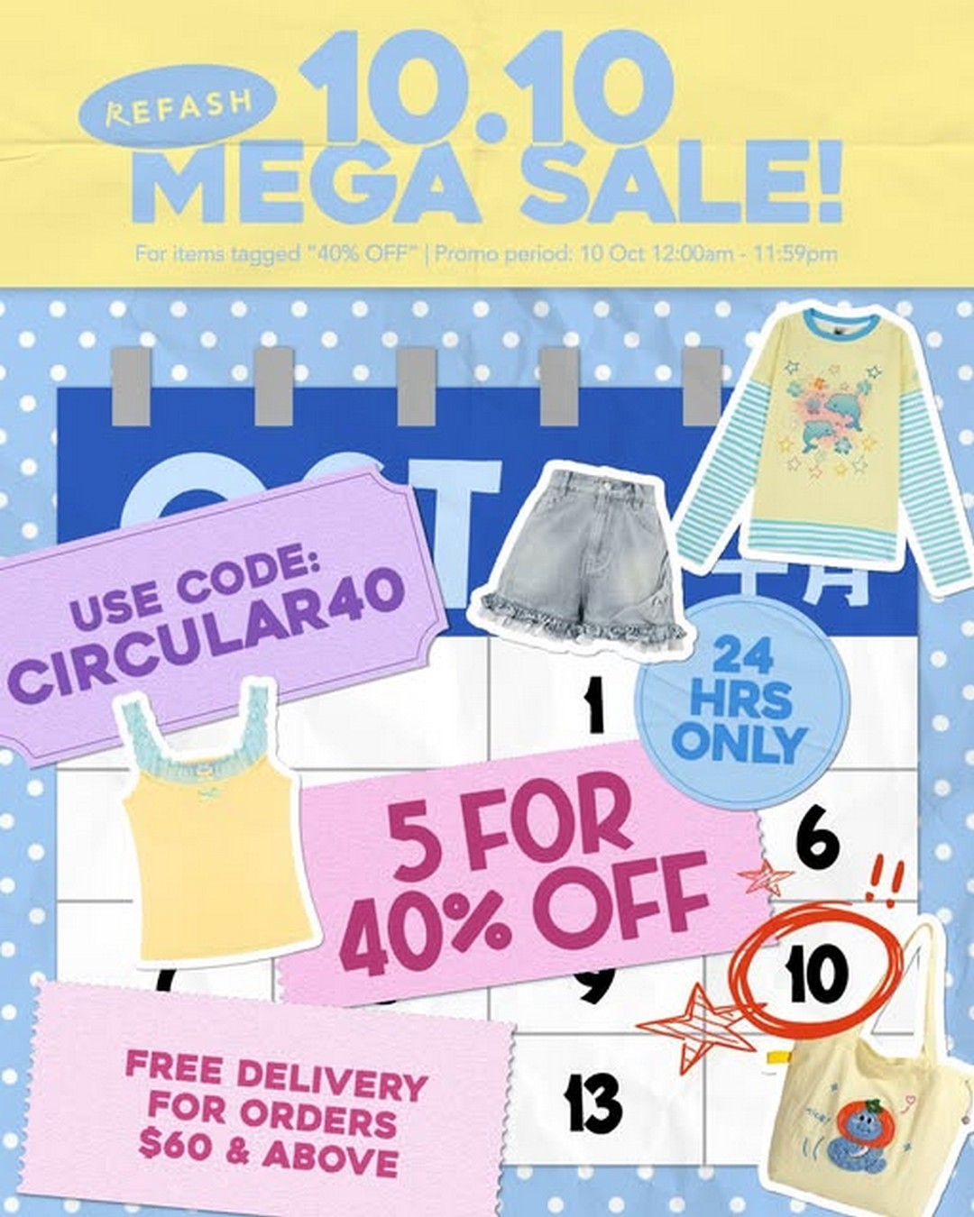 Refash-10.10-Mega-Sale-–-Get-40-Off-When-You-Buy-5-Preloved-Fashion 10 October 2026: Refash: 10.10 Mega Sale – Get 40% Off When You Buy 5 Preloved Fashion Items Sitewide with Code CIRCULAR40, Plus Free Delivery on Minimum Spend