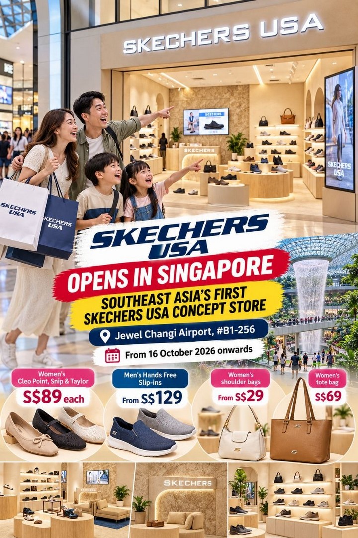 SKECHERS-USA-Southeast-Asias-First-Concept-Store-Opening-1 16 October 2026 onwards: SKECHERS USA: Southeast Asia’s First Concept Store Opening at Jewel Changi Airport with Footwear from S$89 and Bags from S$29
