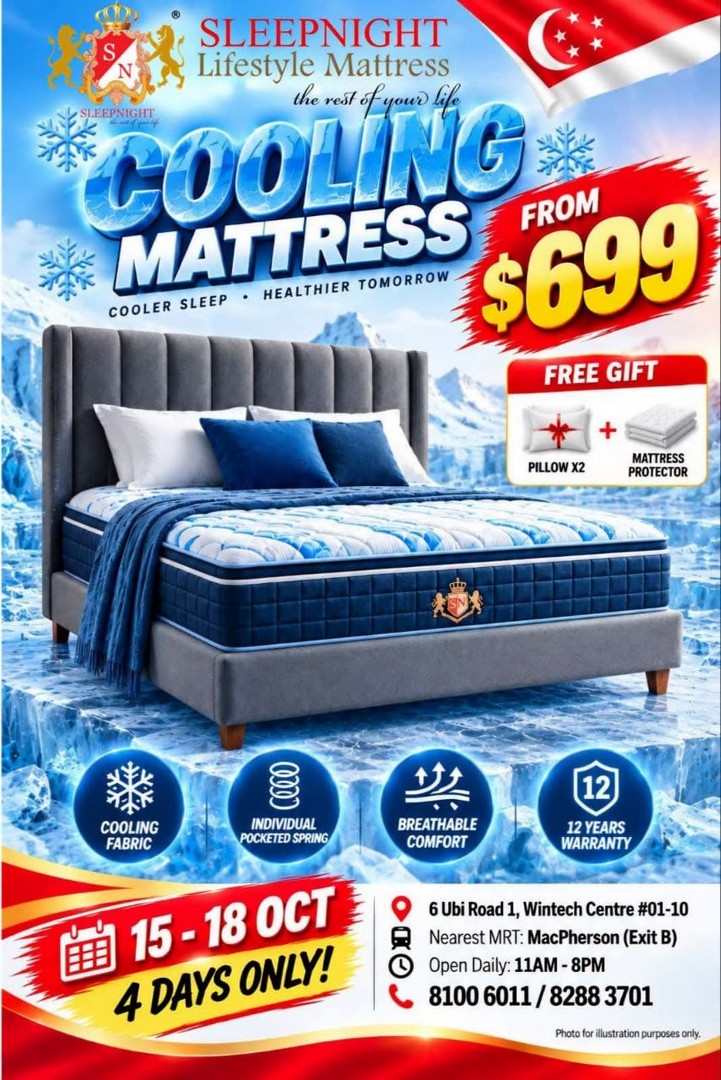 SLEEPNIGHT-Warehouse-Clearance-Sale-with-Up-to-80-Off-Mattresses-3 15-18 October 2026: SLEEPNIGHT: Warehouse Clearance Sale with Up to 80% Off Mattresses and Bedroom Furniture, Free Delivery, Free Taxi Claim and Free Parking in Singapore