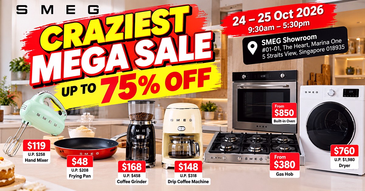 SMEG-Craziest-Mega-Sale 24–25 Oct 2026: SMEG Craziest Mega Sale Singapore – Up to 75% OFF Kitchen Appliances and More