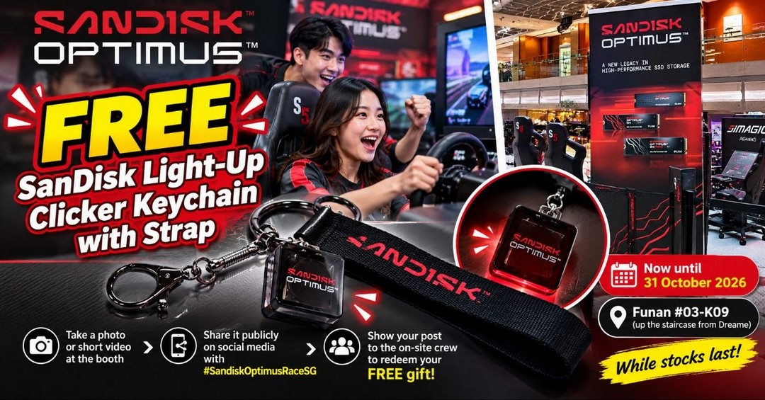 SanDisk-Singapore-FREE-Light-Up-Clicker-Keychain-Giveaway Now Till 31 October 2026: SanDisk Singapore FREE Light-Up Clicker Keychain Giveaway at Funan, #03-K09 – No Purchase Required