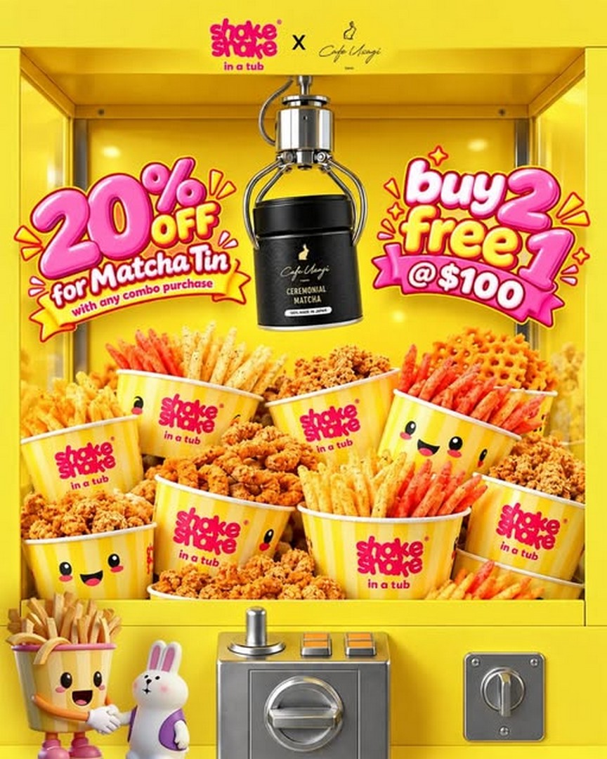 Shake-Shake-In-A-Tub-x-Cafe-Usagi-Tokyo-Matcha-Promotion 5 October 2026 onwards: Shake Shake In A Tub x Café Usagi Tokyo: Matcha Promotion – 20% Off Matcha Tins or Buy 2 Get 1 Free at Suntec City and 111 Somerset