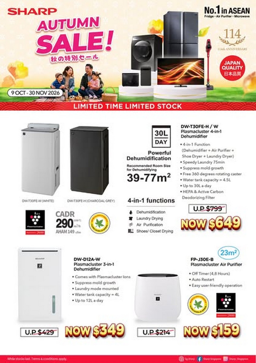 Sharp-Singapore-Autumn-Sale-Promotion-on-Plasmacluster-Air 9 October-30 November 2026: Sharp Singapore: Autumn Sale Promotion on Plasmacluster Air Purifiers from $159 to Help Keep Your Home's Indoor Air Fresher During Haze Season