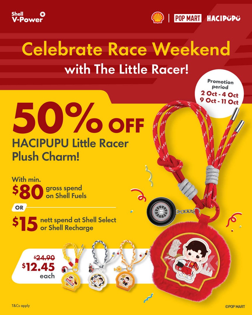 Shell-Shell-x-HACIPUPU-Little-Racer-Plush-Charm-Promotion-1 2-11 October 2026: Shell: Shell x HACIPUPU Little Racer Plush Charm Promotion at 50% Off for $12.45 at Participating Shell Stations