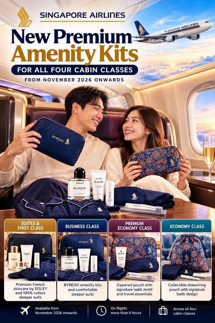 Singapore-Airlines-Launches-New-Premium-Amenity-Kits-1 1 November 2026 onwards: Singapore Airlines Launches New Premium Amenity Kits, Luxury Skincare and Sleeper Suits Across All Four Cabin Classes